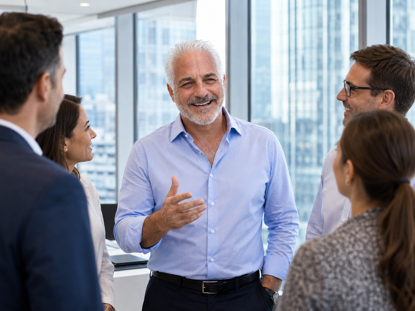 Ken Schlachter meeting with a team to discuss business and marketing priorities