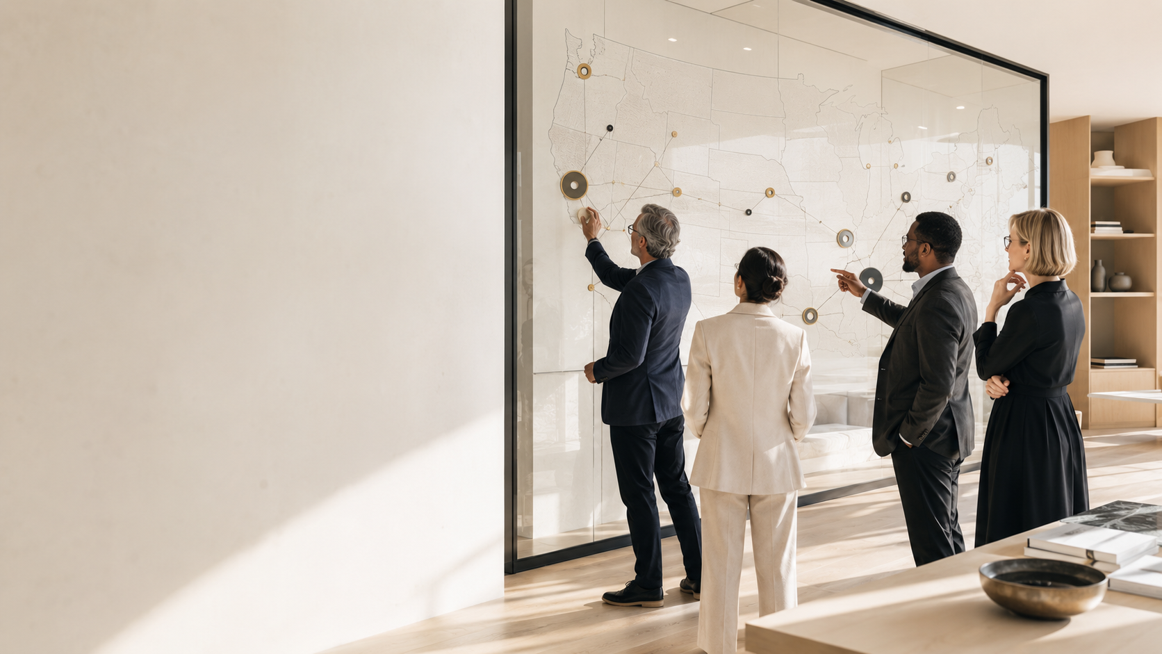 Executive team evaluating geographic markets and growth opportunities